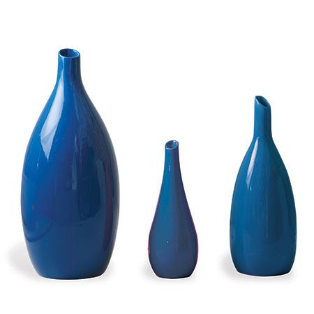 Trio Blue Vases (set Of 3)