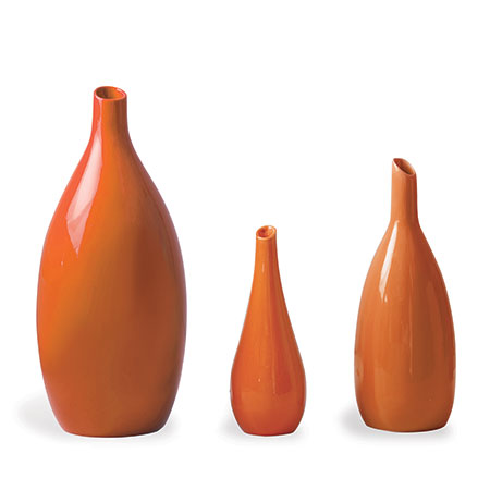 Trio Orange Vases (set Of 3)