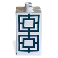 Square Key Blue Vase