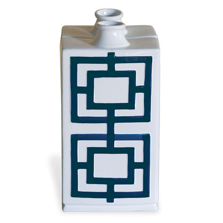 Square Key Blue Vase