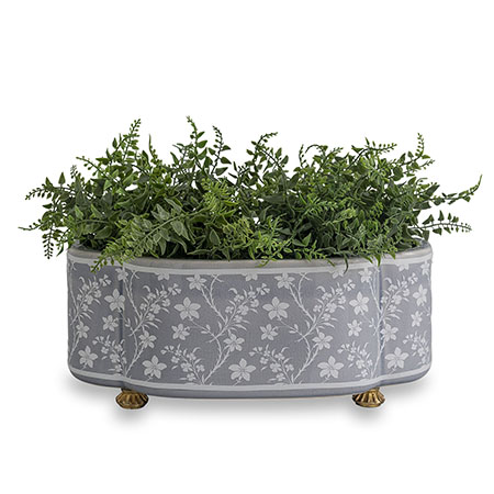 Floral Vine Stone Scallop Planter