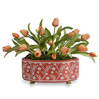 Floral Vine Coral Scallop Planter