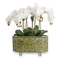 Richmond Damask Green Oval Planter