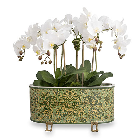 Richmond Damask Green Oval Planter