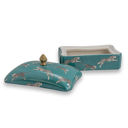 Leaping Cheetah Teal Box