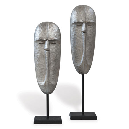 Tribal Mask Silver (set Of 2)