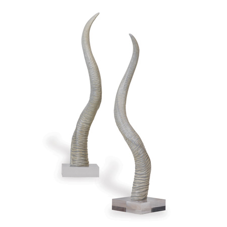 Safari Gray-white Horn Sculpture