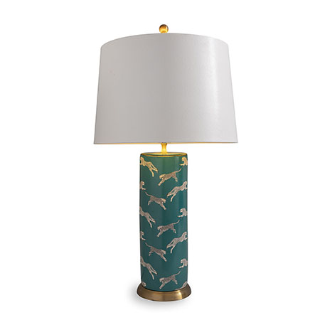 Leaping Cheetah Teal Lamp